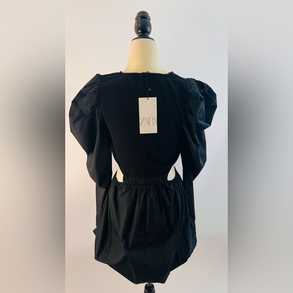 Black puff sleeve cut out Zara dress - new with tags - Picture 2 of 3